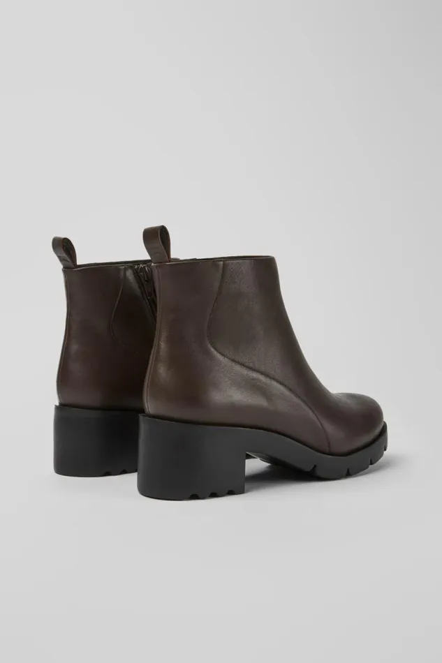 Women Camper Ankle Boots Wanda Dark Brown Zip Ankle Boot