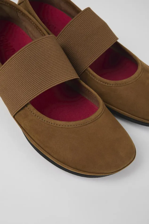 Women Camper Ballerinas Right Brown Nubuck Ballerina