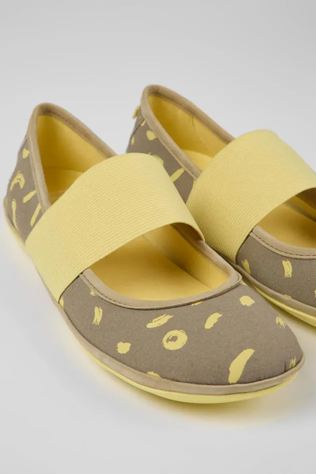 Women Camper Ballerinas Right Multicolored Textile And Nubuck Sneakers