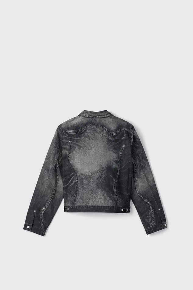 Women Camper Denim Denim Jacket BlackGray Denim Jacket
