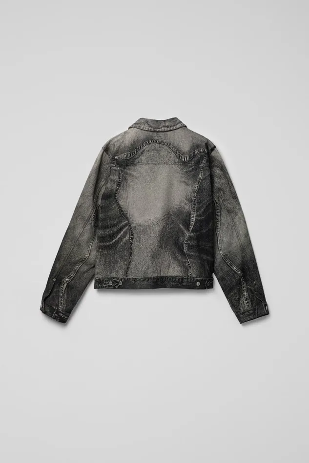 Women Camper Denim Denim Jacket BlackGray Denim Jacket