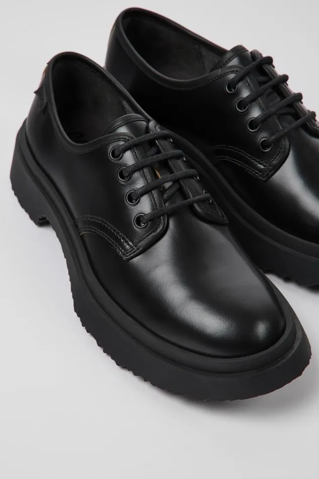 Women Camper Formal Shoes Walden Black Leather Laceup Shoes