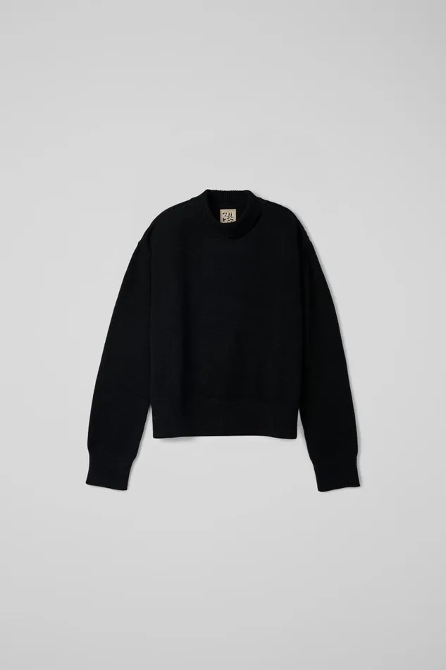 Women Camper Knit Melange Knit Sweater Black Melange Knit Sweater