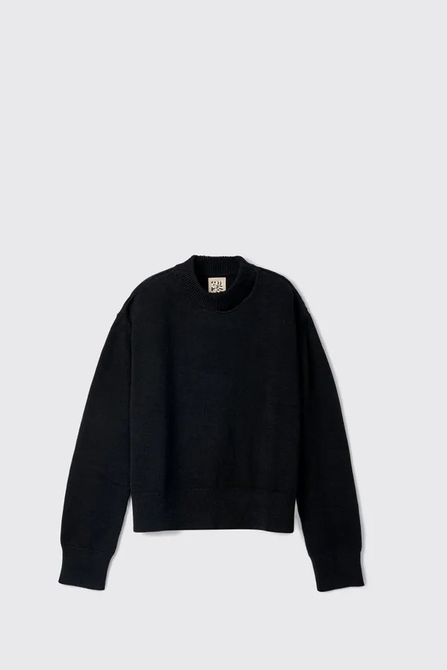 Women Camper Knit Melange Knit Sweater Black Melange Knit Sweater