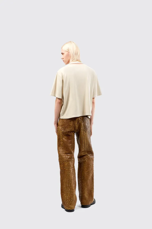 Women Camper TrousersandShorts Leather Pants Brown Leather Trousers