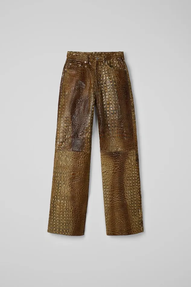 Women Camper TrousersandShorts Leather Pants Brown Leather Trousers