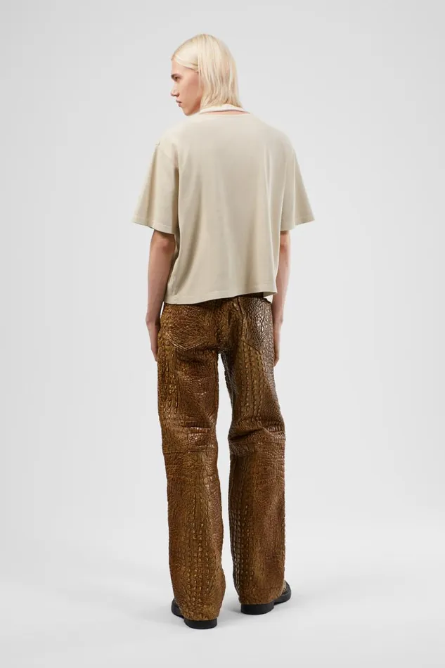 Women Camper TrousersandShorts Leather Pants Brown Leather Trousers