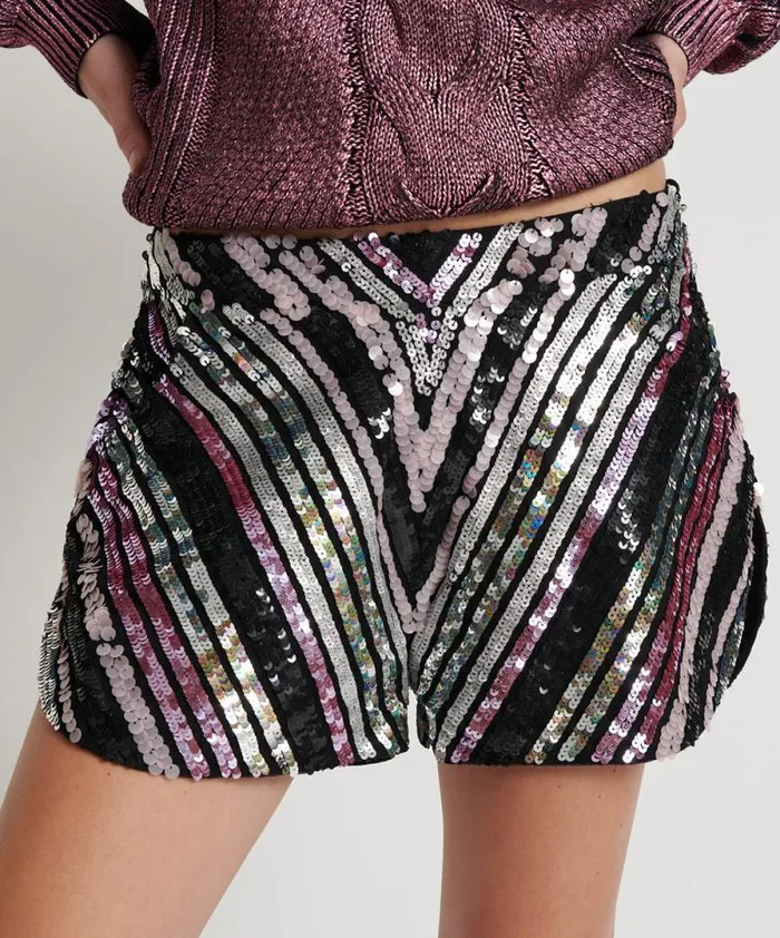 Women CHEVRON HAND SEQUIN PARTY SHORTS One Teaspoon Bottoms Women CHEVRON HAND SEQUIN PARTY SHORTS One Teaspoon Bottoms