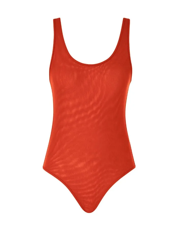 Women Clothing Zimmermann Tranquillity Scoop Bodysuit Tomato
