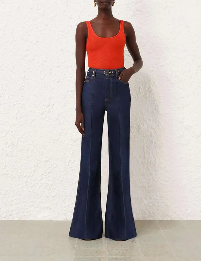 Women Clothing Zimmermann Tranquillity Scoop Bodysuit Tomato