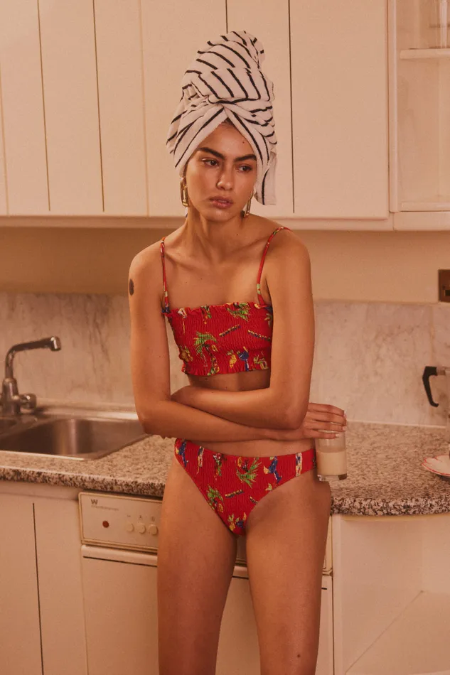 Women Coords Damson Madder Hettie Shirred Bikini Top 8211 Cocktails