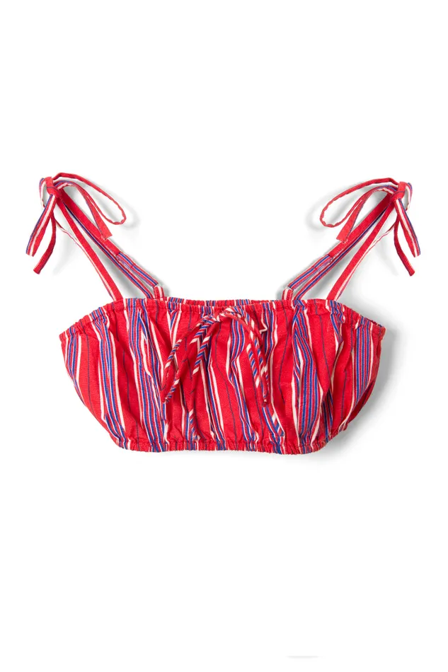 Women Coords Damson Madder Karmen Ruched Bralet 8211 Red Stripe