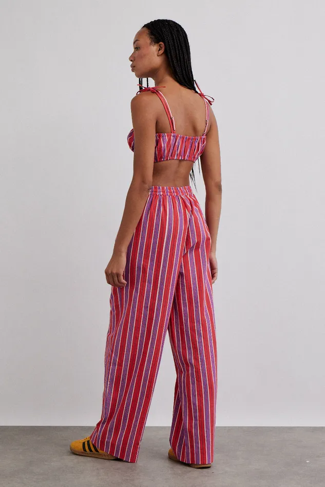 Women Coords Damson Madder Karmen Ruched Bralet 8211 Red Stripe
