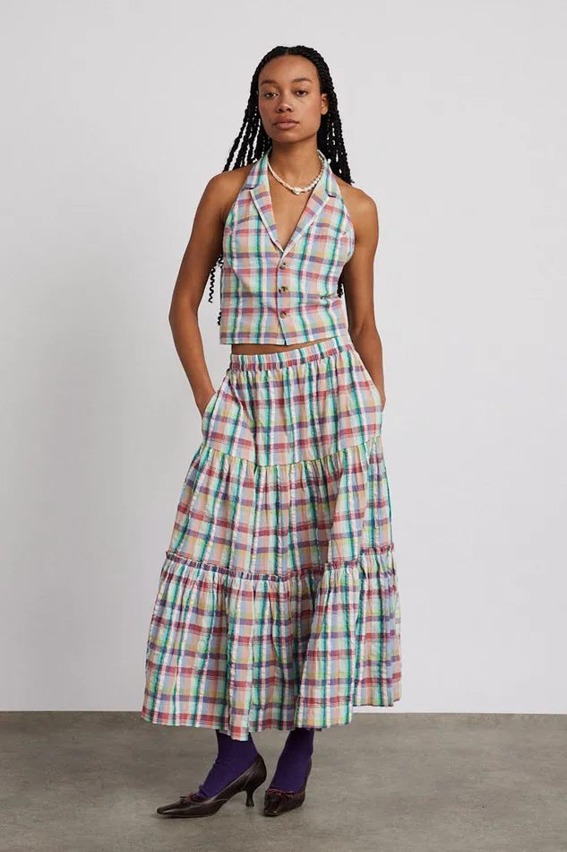 Women Coords Damson Madder Maya Waistcoat 8211 Picnic Check