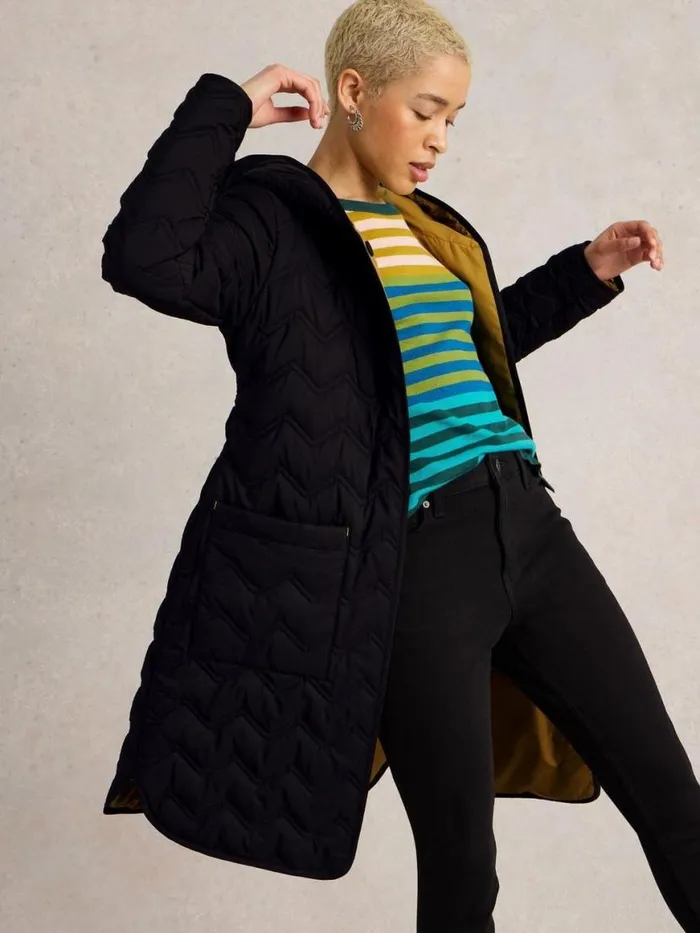 Women Coats and Jackets White Stuff Arlet Quilted Coat Pure Black