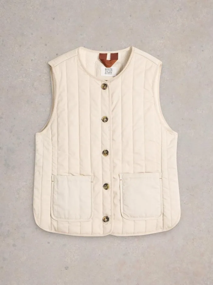 Women Coats and Jackets White Stuff Emma Quilted Gilet Natural White Women Coats and Jackets White Stuff Emma Quilted Gilet Natural White