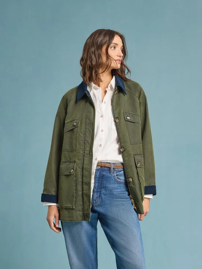 Women Coats and Jackets White Stuff Juniper Cotton Jacket Khaki Green