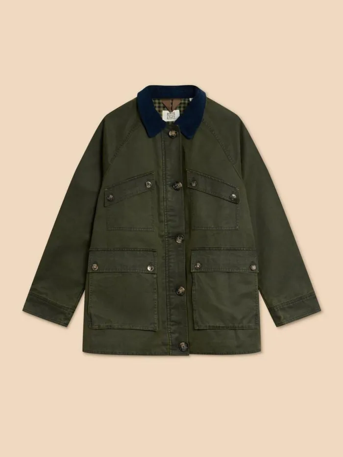 Women Coats and Jackets White Stuff Juniper Cotton Jacket Khaki Green