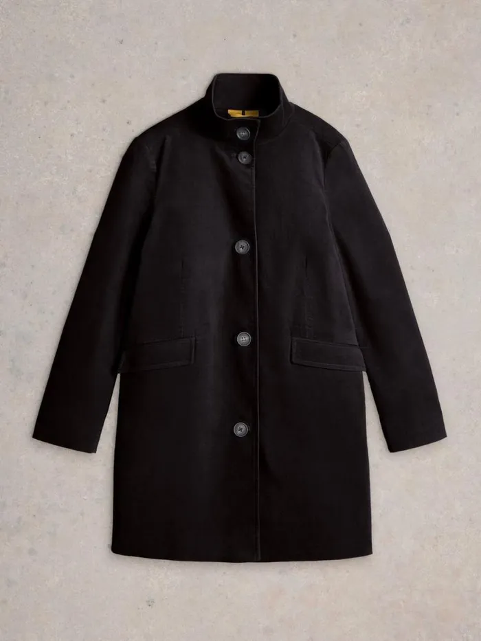 Women Coats and Jackets White Stuff Karla Velvet Coat Pure Black