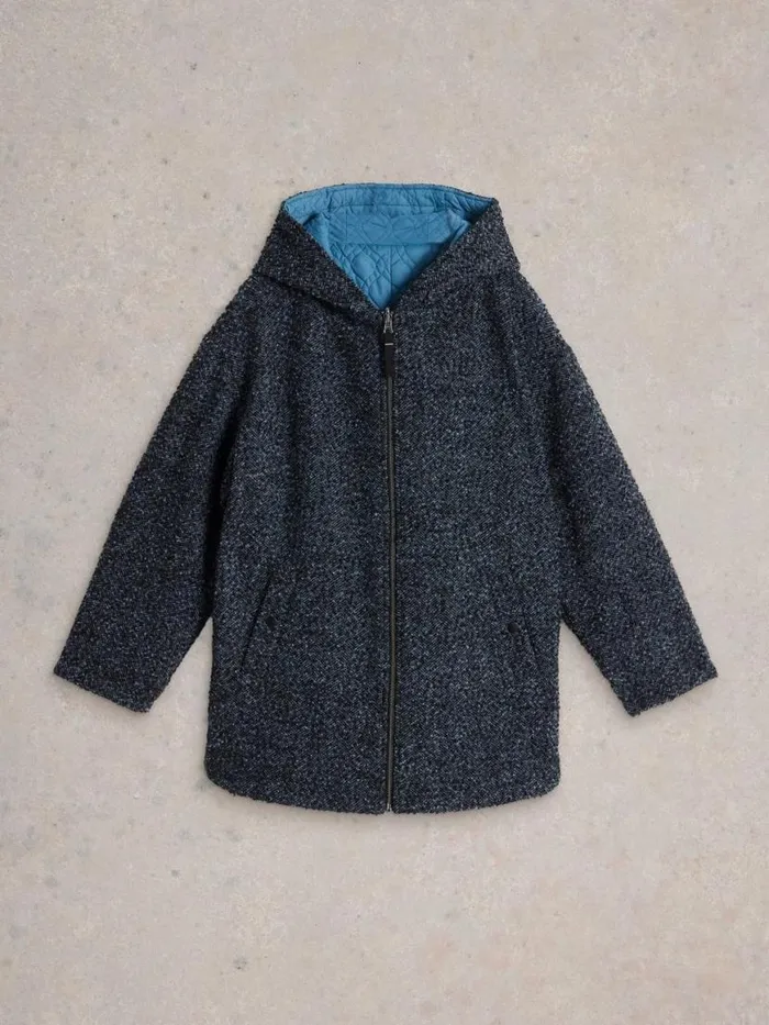 Women Coats and Jackets White Stuff Mariella Reversible Coat Blue Multi Women Coats and Jackets White Stuff Mariella Reversible Coat Blue Multi