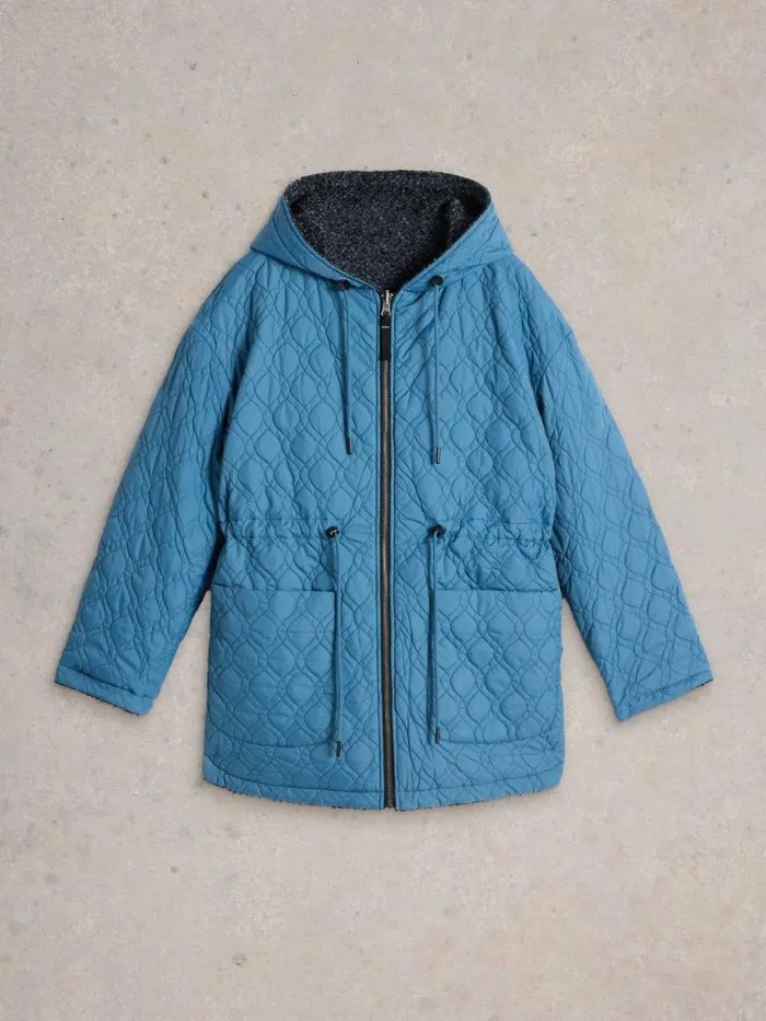 Women Coats and Jackets White Stuff Mariella Reversible Coat Blue Multi Women Coats and Jackets White Stuff Mariella Reversible Coat Blue Multi