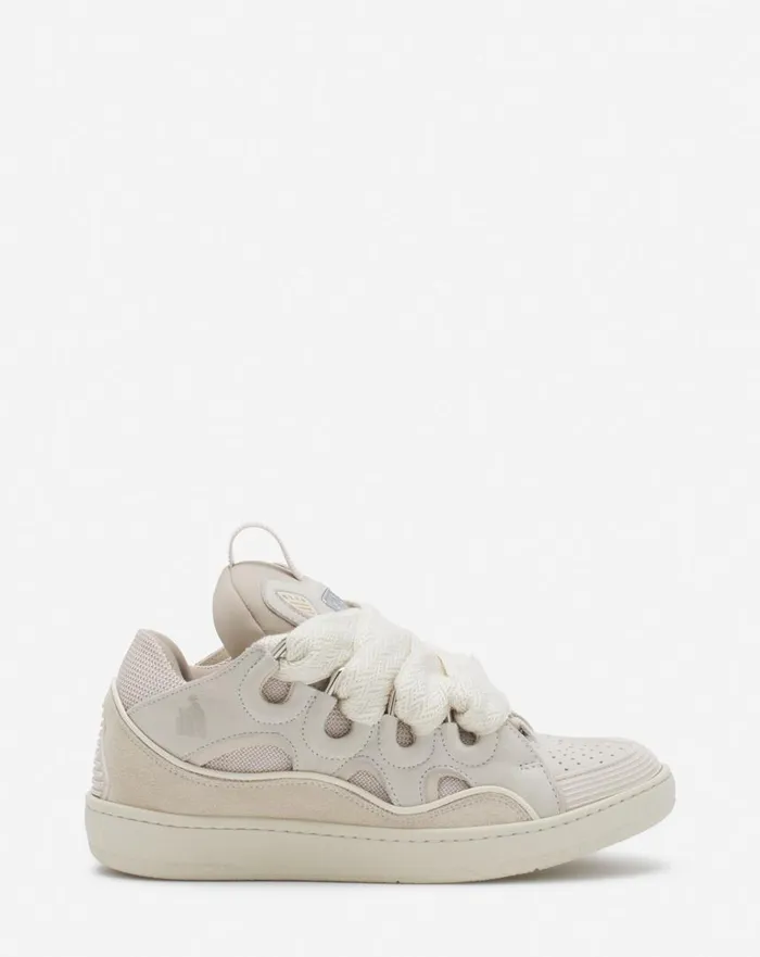 Women Curb Lanvin Leather Curb Sneakers Peach
