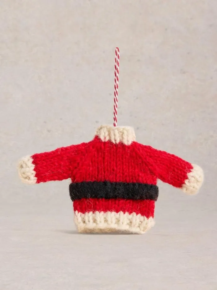 Women Decorations White Stuff Santa Jumper Hanging Dec Red Multi
