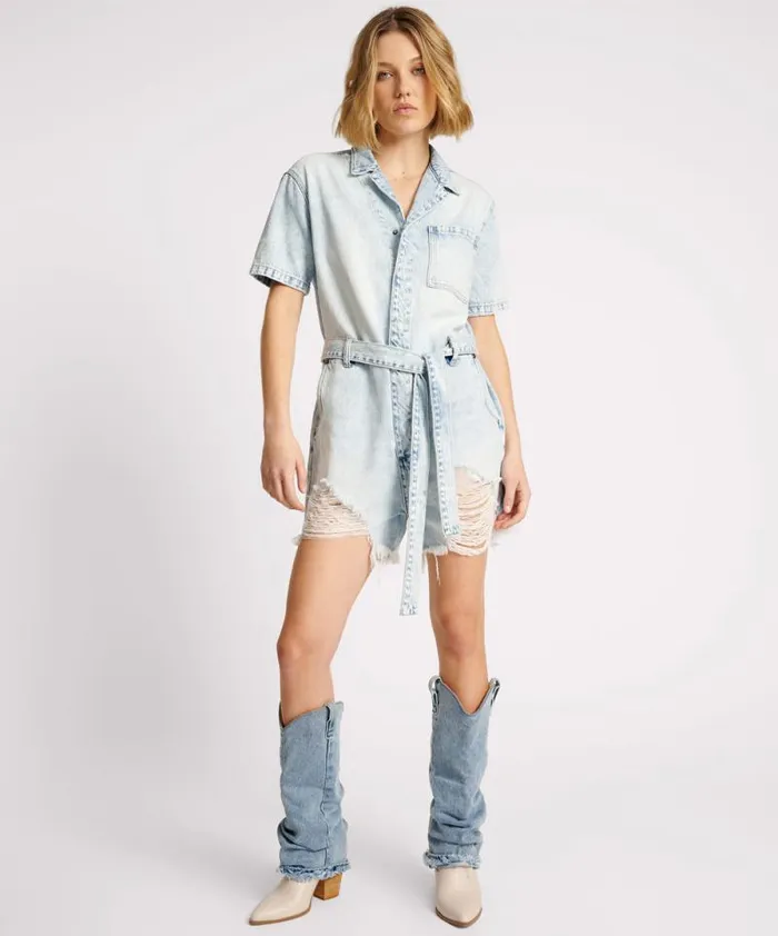 Women DEPECHE BLUE NIGHT MOVERS DENIM JUMPSUIT One Teaspoon Denim Jumpsuits