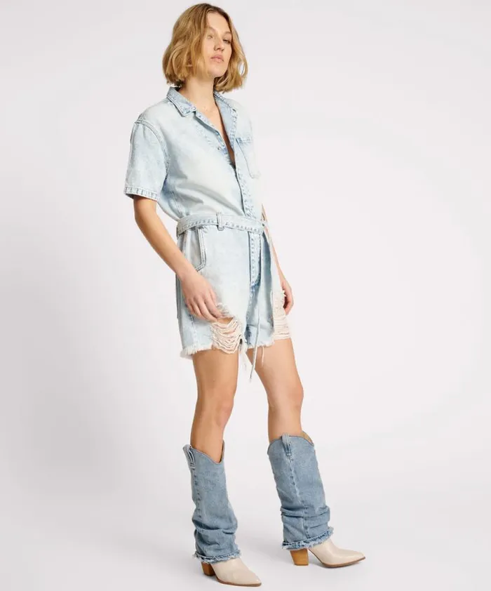 Women DEPECHE BLUE NIGHT MOVERS DENIM JUMPSUIT One Teaspoon Denim Jumpsuits