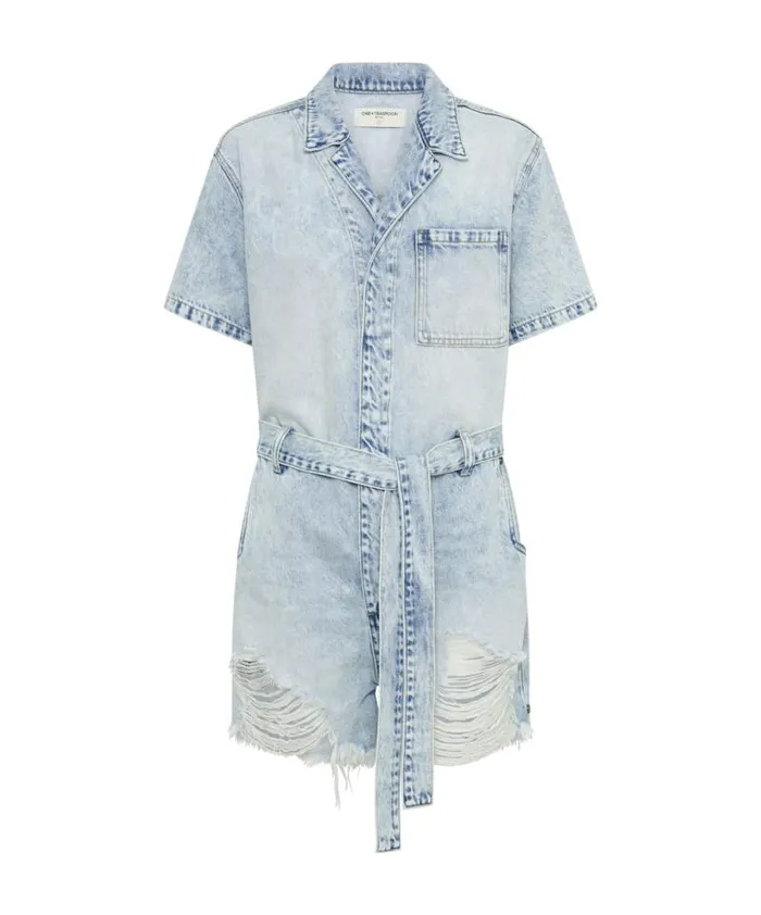Women DEPECHE BLUE NIGHT MOVERS DENIM JUMPSUIT One Teaspoon Denim Jumpsuits