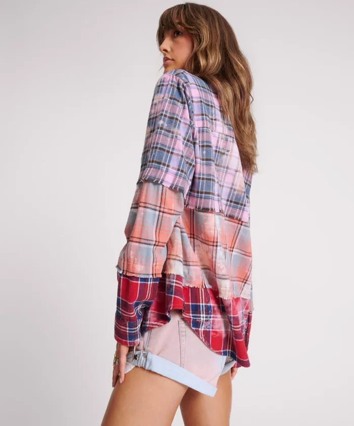 Women DISTRESSED MIXED FLANNEL SHIRT One Teaspoon Shirts Women DISTRESSED MIXED FLANNEL SHIRT One Teaspoon Shirts