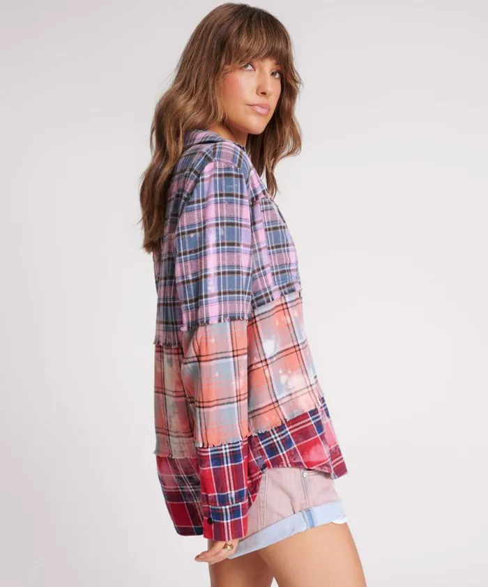 Women DISTRESSED MIXED FLANNEL SHIRT One Teaspoon Shirts Women DISTRESSED MIXED FLANNEL SHIRT One Teaspoon Shirts