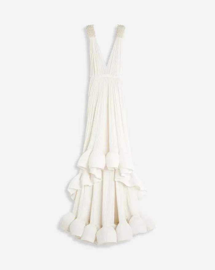 Women Dresses Lanvin Floor Length Evening Gown In Charmeuse Off White