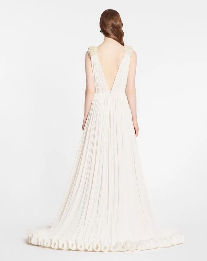 Women Dresses Lanvin Floor Length Evening Gown In Charmeuse Off White