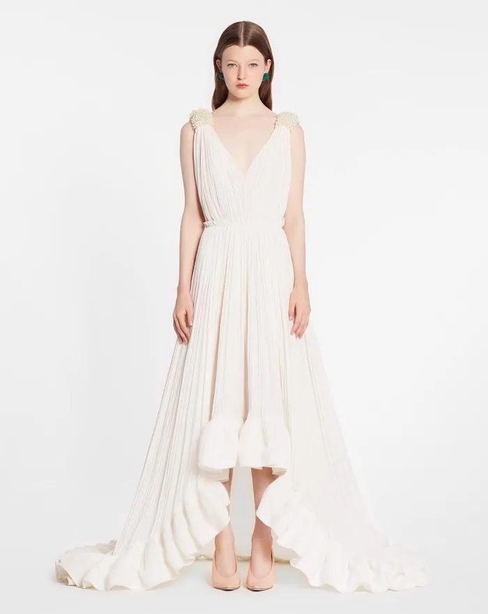 Women Dresses Lanvin Floor Length Evening Gown In Charmeuse Off White