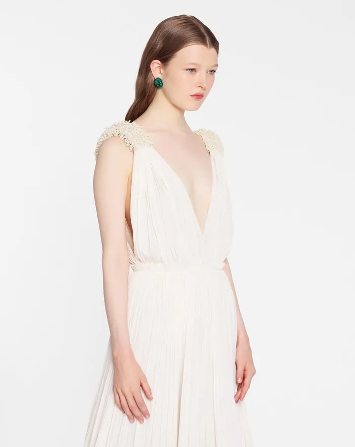 Women Dresses Lanvin Floor Length Evening Gown In Charmeuse Off White