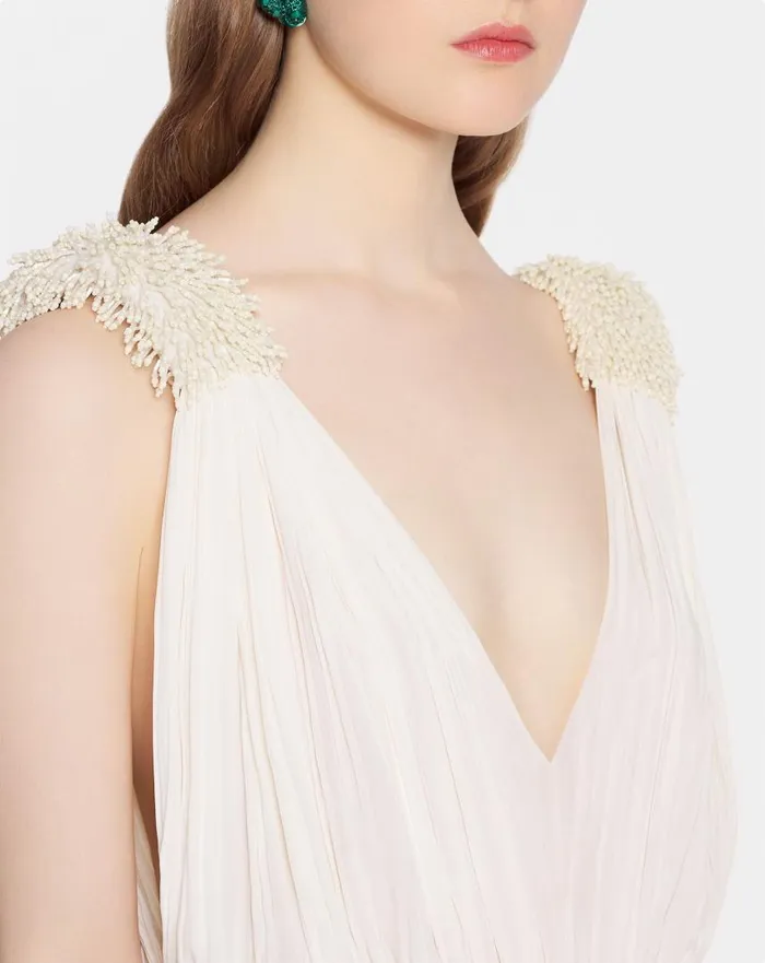 Women Dresses Lanvin Floor Length Evening Gown In Charmeuse Off White