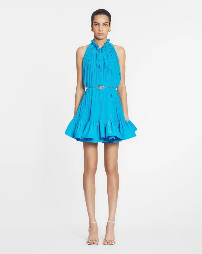 Women Dresses Lanvin Short Dress With Ruffles Pool Women Dresses Lanvin Short Dress With Ruffles Pool