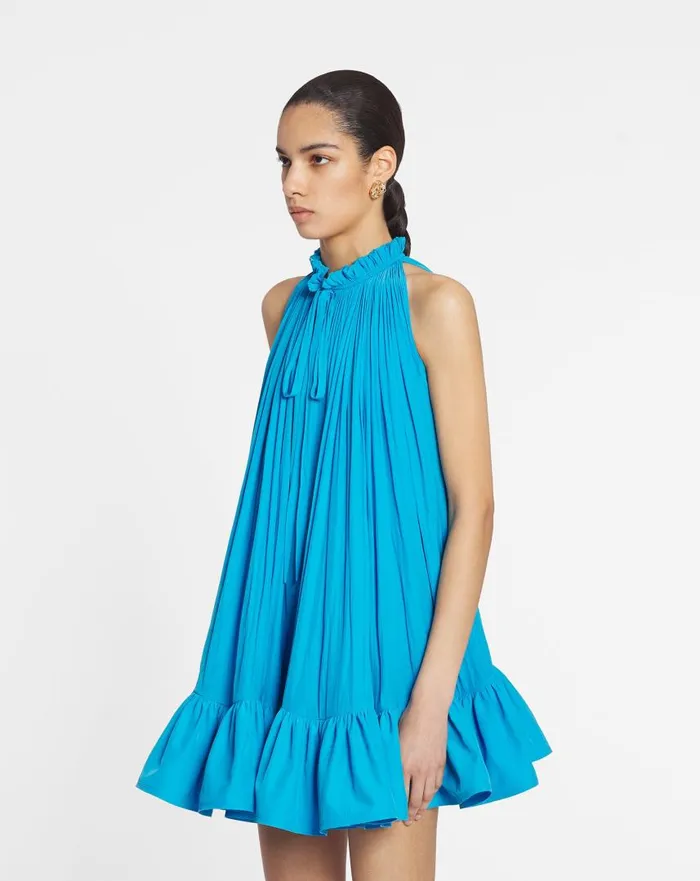 Women Dresses Lanvin Short Dress With Ruffles Pool Women Dresses Lanvin Short Dress With Ruffles Pool