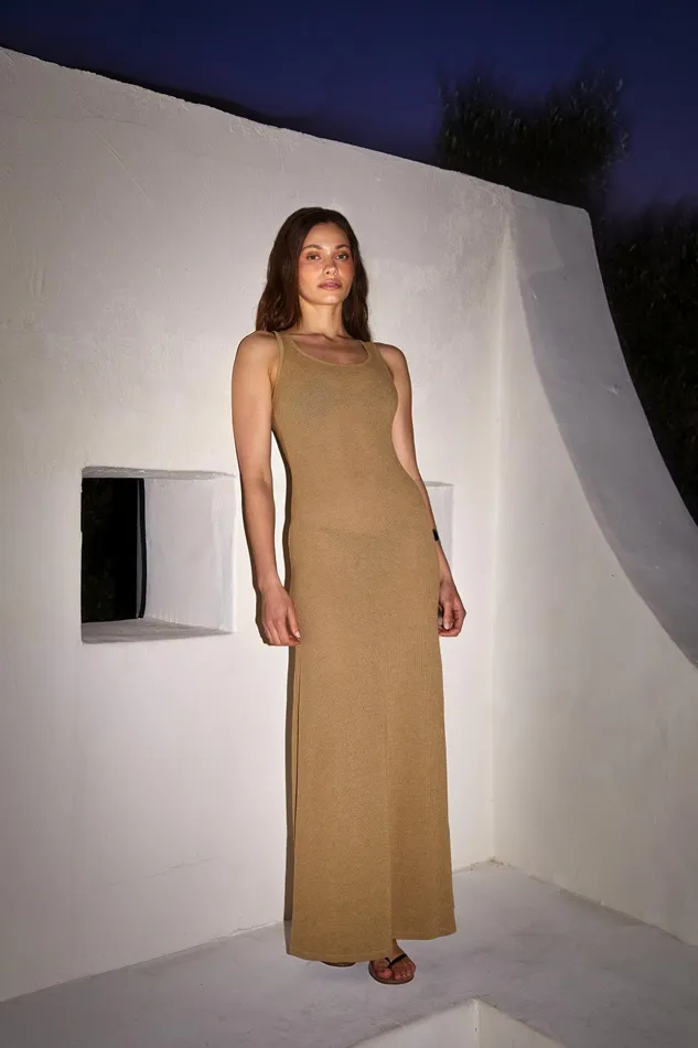 Women Dresses MONROW Mesh Maxi Dress Croissant