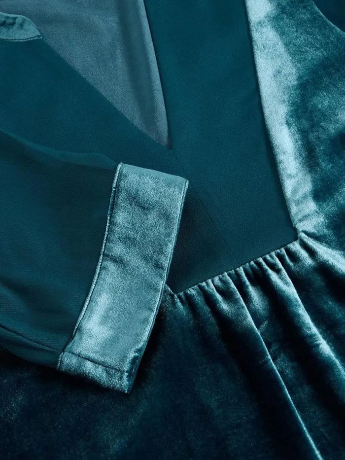 Women Dresses White Stuff Ash Velvet Mix Dress Dk Teal Women Dresses White Stuff Ash Velvet Mix Dress Dk Teal