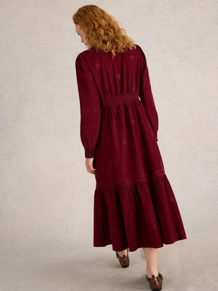 Women Dresses White Stuff Finn Embroidered Cord Dress Dk Plum