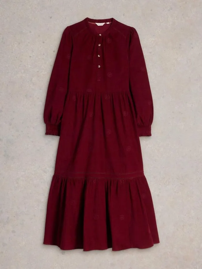 Women Dresses White Stuff Finn Embroidered Cord Dress Dk Plum