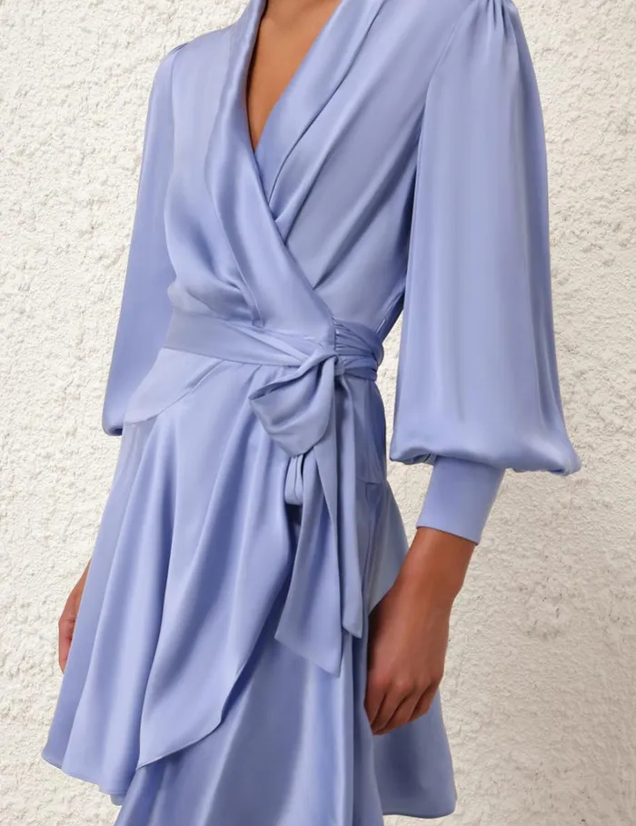 Women Dresses Zimmermann Silk Wrap Mini Dress Hydrangea