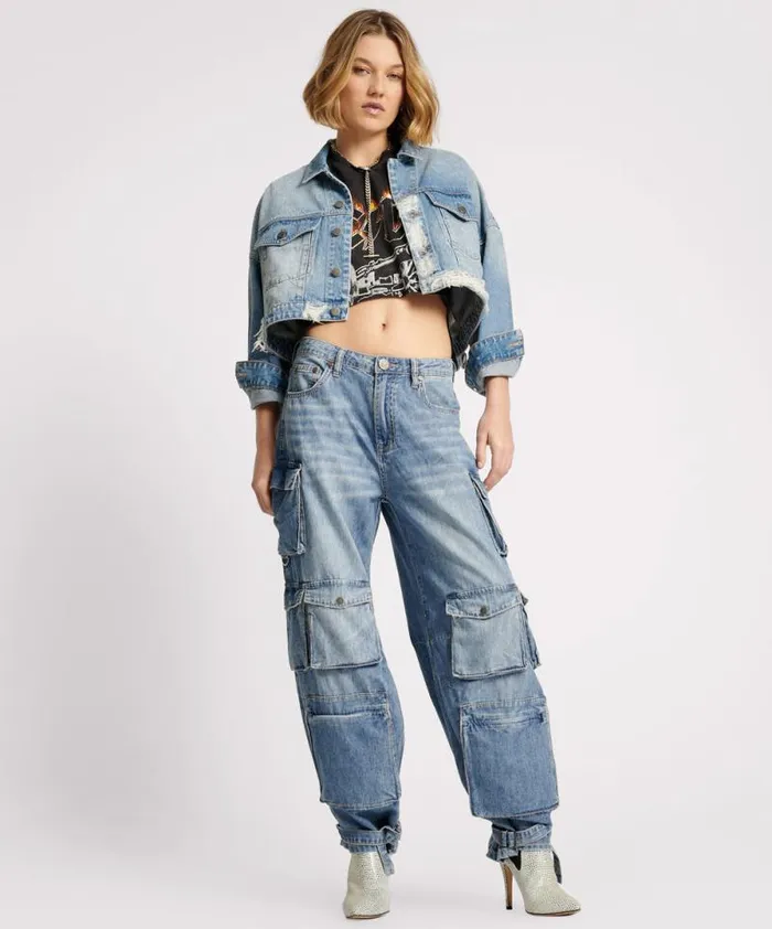 Women EAGLE STUDDED CROPPED DENIM JACKET One Teaspoon Jackets Women EAGLE STUDDED CROPPED DENIM JACKET One Teaspoon Jackets