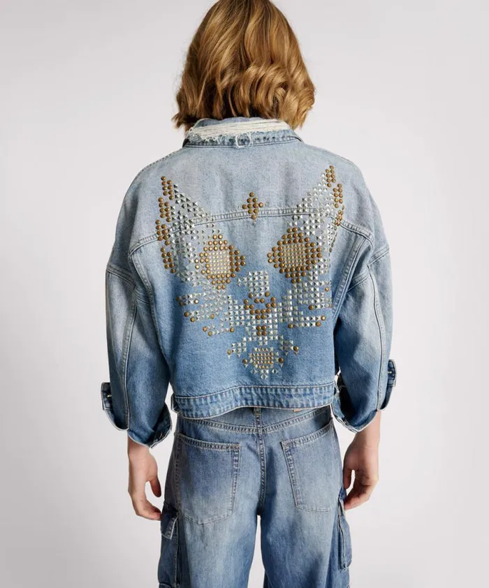 Women EAGLE STUDDED CROPPED DENIM JACKET One Teaspoon Jackets Women EAGLE STUDDED CROPPED DENIM JACKET One Teaspoon Jackets