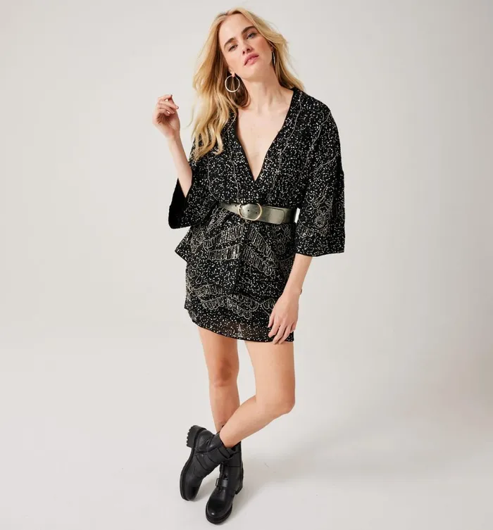 Women Embroidered Kimono Jacket 8211 Black Print Promod Jackets Women Embroidered Kimono Jacket 8211 Black Print Promod Jackets