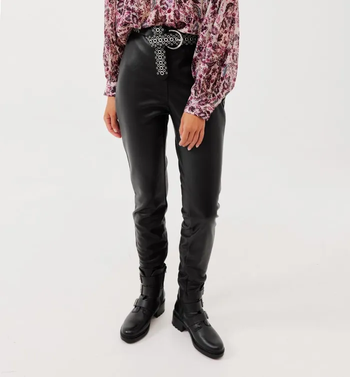 Women Faux Leather Leggings 8211 Black Promod Trousers