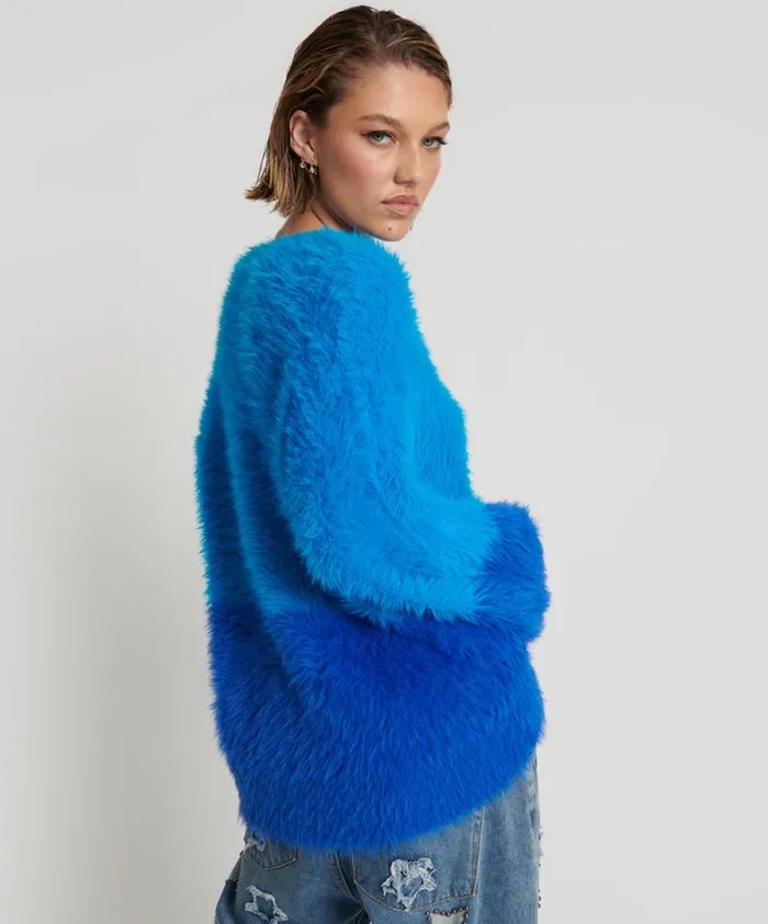 Women FLUFFY COLOUR BLOCKED SWEATER One Teaspoon Knitwear