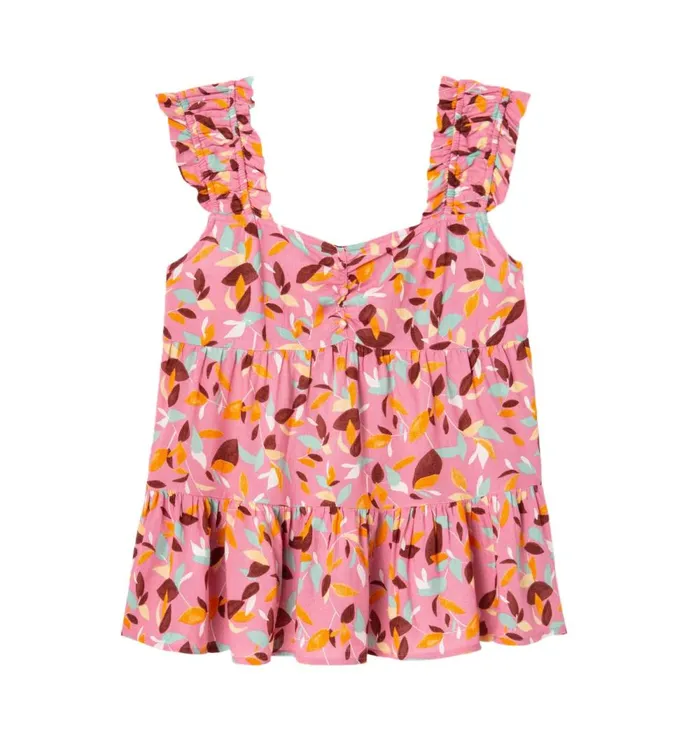 Women Frilly Flared Top 8211 Pink Print Promod Tops Women Frilly Flared Top 8211 Pink Print Promod Tops